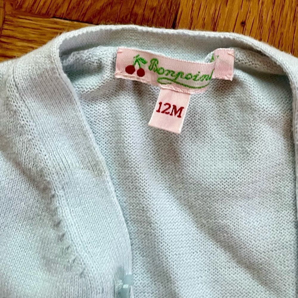Bonpoint baby blue cardigan size‎ 12M - Picture 2 of 2